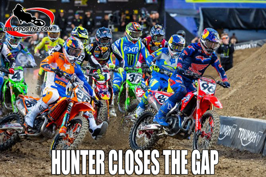 Australia Hunter Lawrence (Honda No.96), on the top of the 450cc class podium at the weekend in Denver, Colorado.