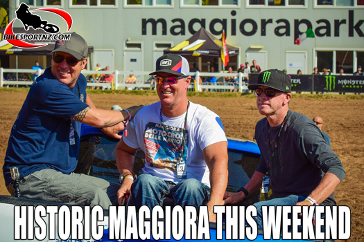 The winning Team United States from the Motocross of Nations in 1986 (from left) Ricky Johnson, David Bailey and Johnny O’Mara. They are pictured here at the 30-year celebrations of that at Maggiora in 2016. Photo by Andy McGechan, BikesportNZ.com