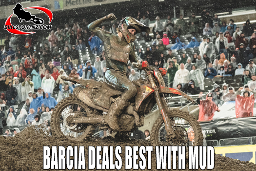 Justin Barcia and GasGas deal best with muddy supercross