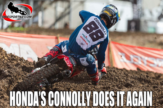 Bay of Plenty rider Brodie Connolly (Honda), the overall winner yet again in the MX2 category at the weekend. 