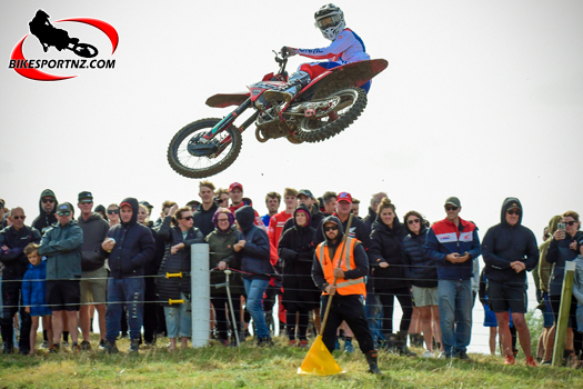 Opotiki’s Cody Cooper (GASGAS MC250F) on his way to finishing top-four in two classes at the weekend. Photo by Andy McGechan, BikesportNZ.com