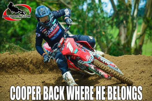 Papamoa’s Cody Cooper (CML GASGAS Racing Team MC250F), now top of the MX2 (250cc) class after a solid display at round two of the New Zealand Motocross Championships at Balclutha on Sunday. Photo by Andy McGechan, BikesportNZ.com