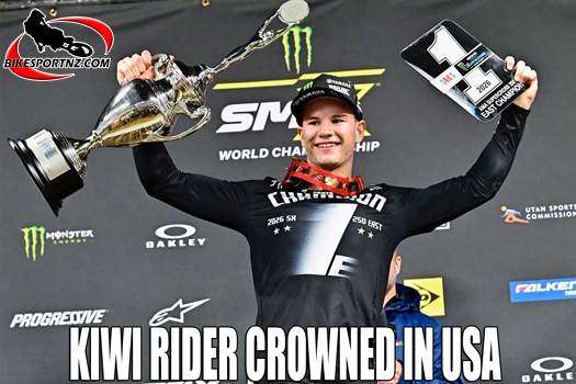 New Zealand’s Cole Davies, on the podium at the weekend as 2026 East Coast Supercross Champion in the United States. 