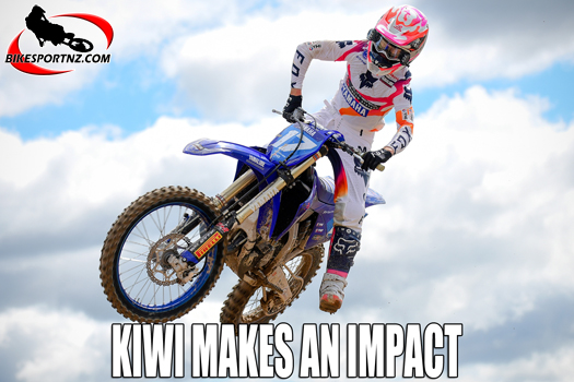 Waitoki teenager Cole Davies (Yamaha), one of the latest in the crop of young Kiwis to make their mark on the motocross/supercross world stage this year. Photo by Andy McGechan, BikesportNZ.com