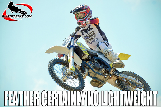 Taupo teenager Connor Feather (Husqvarna) has been turning heads with his motocross performances at home lately and now he’s hoping to do the same thing overseas. Photo by Andy McGechan, BikesportNZ.com
