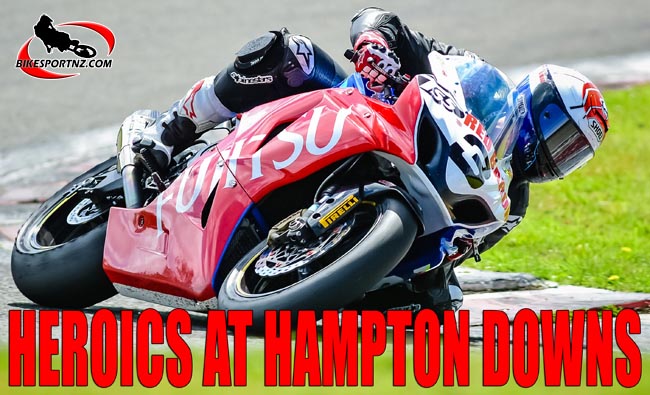 13122015 SPORTS ANDY McGECHAN/BikesportNZ.com. CAPTION: Wellington's Sloan Frost (Suzuki), now the co-leader of the F1 Superbike class after racing at Manfeild Sunday. Photo by Andy McGechan, BikesportNZ.com