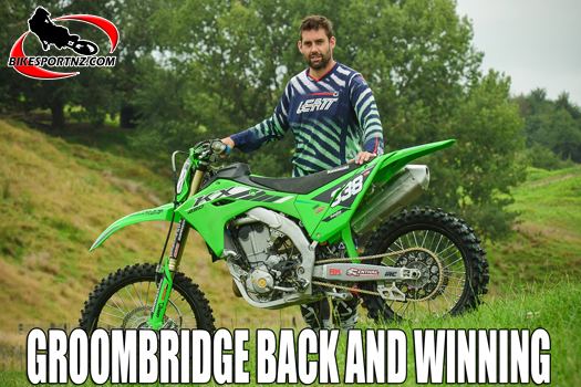 Now fully recovered from injury, former New Zealand cross-country champion Brad Groombridge (Kawasaki KX450) is quickly back on top of the sport he had so dominated in the past. Photo by Andy McGechan, BikesportNZ.com