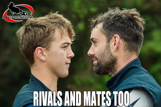 Oparau’s James Scott (left) and Taupo’s Brad Groombridge are close rivals in this season’s New Zealand Enduro Championships, but, in a few weeks’ time they will be international team-mates. Photo by Andy McGechan, BikesportNZ.com