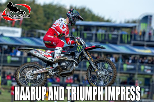Danish rider Mikkel Haarup placed a hard-fought fourth overall in the MX2 class at the 2024 FIM Motocross of Nations in Great Britain. Photo courtesy Triumph.