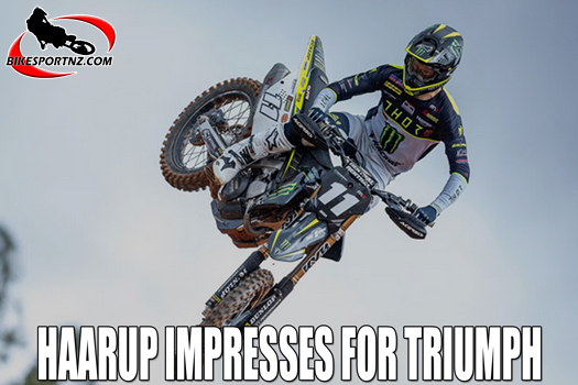 Monster Energy Triumph Racing’s Mikkel Haarup impressing in the MX2 podium class in Belgium at the weekend.