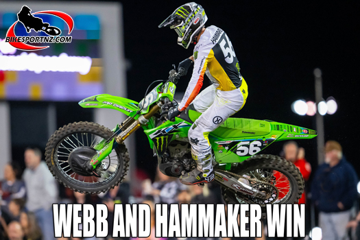 Kawasaki’s Seth Hammaker won the SX250 class at the latest round of the AMA supercross series in Indianapolis.