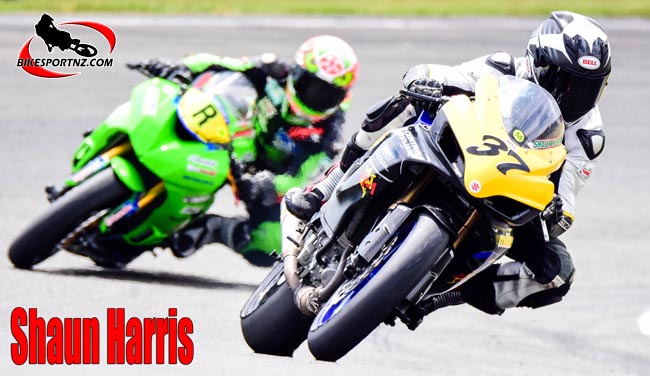 13122015 SPORTS ANDY McGECHAN/BikesportNZ.com. CAPTION: New Plymouth's Shaun Harris (Suzuki), back doing what he loves best. Photo by Andy McGechan, BikesportNZ.com