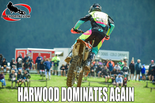 West Auckland-based former Takaka man Hamish Harwood (KTM 450SFX), on his way to another MX1 class win, this time at round one of the New Zealand Motocross Championships near Rotorua on Saturday. Photo by Andy McGechan, BikesportNZ.com