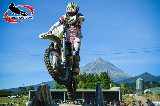 New Plymouth's Daniel Herbert (Husqvarna TE300) powers his way to a podium result on Sunday, the young man finishing third overall at the seventh annual Korito Technical Matrix in Taranaki. Photo by Andy 