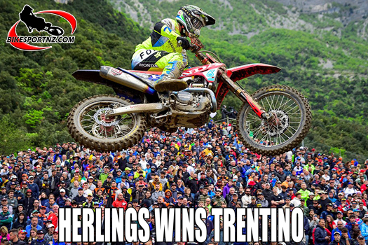 Dutchman Jeffery Herlings (Honda), top man in the premier MXGP class at Trentino.