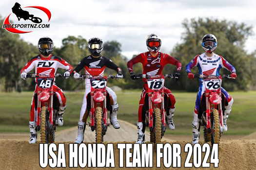 The factory Honda line-up for the upcoming AMA supercross and motocross season for 2024.