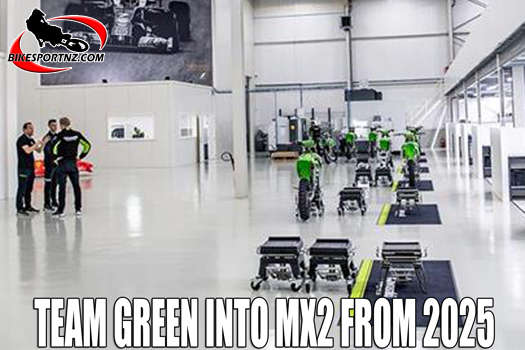 The impressive Kawasaki factory team workshop near the Lommel track in Belgium.
