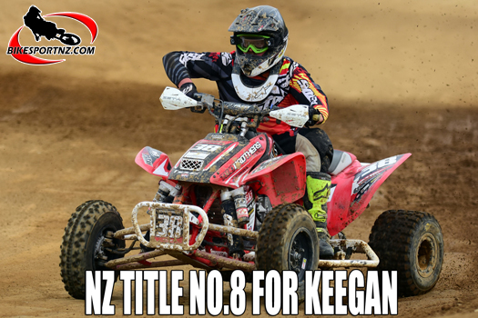 Stratford’s Cameron ‘Camo’ Keegan (Honda), now with another New Zealand ATV title to add to his bulging trophy cabinet. Photo by Andy McGechan, BikesportNZ.com