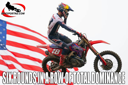 Australian Jett Lawrence extends to six rounds his total dominance in the USA this year.