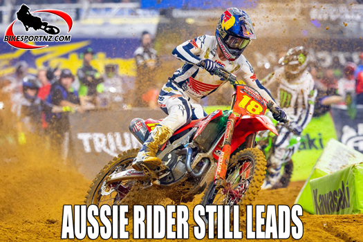 Australian Jett Lawrence, still leading the AMA Supercross Championships after round seven at the weekend.