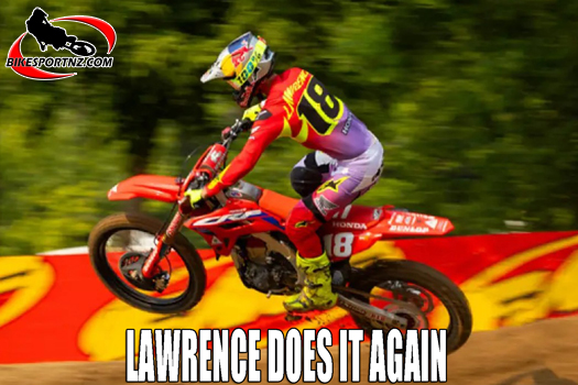 Australian Jett Lawrence (Honda), unbeaten so far after 10 rounds (20 races) in the 2023 motocross nationals in the United States.