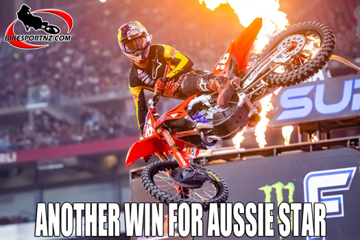 Australian Jett Lawrence (Honda), still leading the SX450 class after round 15 of 17 in Philadelphia. 