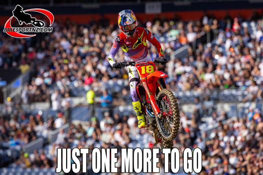 Australian Jett Lawrence (Honda), still leading the SX450 class after round 16 of 17 in Denver, Colorado.