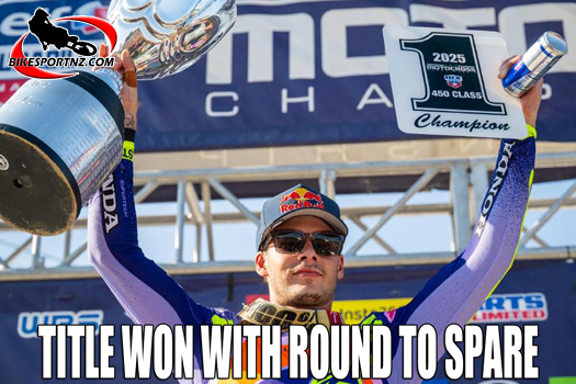 Australian Jett Lawrence (Honda), winner of the 450cc class title again this season, clinching it with a round to spare.