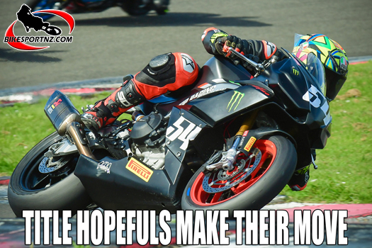 Jonny Lewis (Aprilia RS660), from Mahana, near Nelson, an outstanding performer in the Super Twins class at Ruapuna Raceway at the weekend. Photo by Andy McGechan, BikesportNZ.com