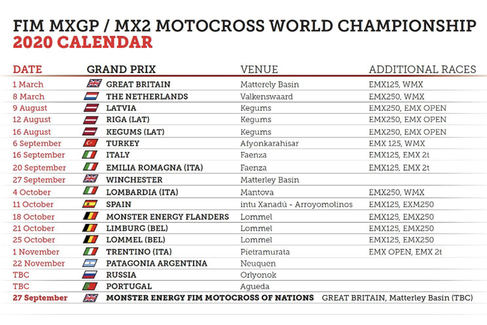 Fresh MXGP calendar released