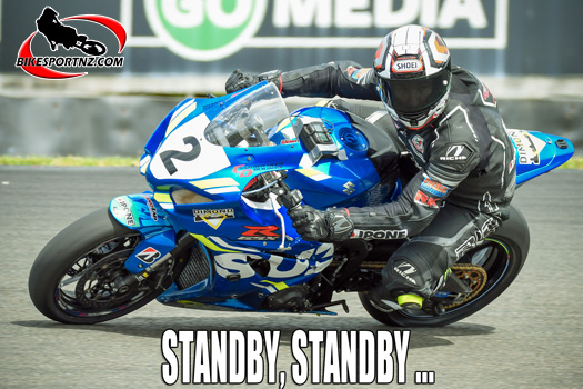 Taupo's Scotty Moir (Suzuki GSX-R1000), ready to race again at a moment's notice. Photo by Andy McGechan, BikesportNZ.com