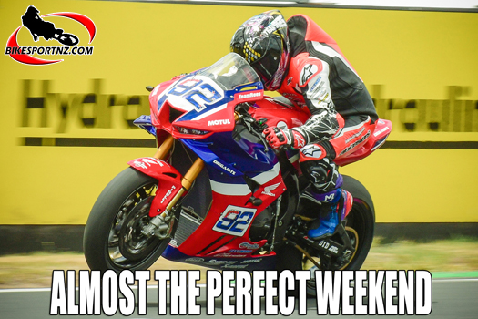 It was a sensational weekend for Whakatane’s Mitch Rees (Honda CBR1000RR-R) as he fought off stern challenges from international stars and local heroes alike at the world class Taupo International Motorsport Park. Photo by Andy McGechan, BikesportNZ.com 