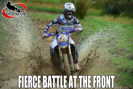 Oparau’s James Scott (Yamaha), locked in a fierce battle for the lead in this season's New Zealand Enduro Championships series. Photo by Andy McGechan, BikesportNZ.com