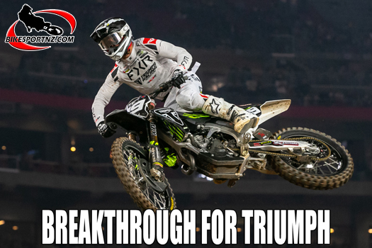Jordan Smith records first ever win for the Triumph brand on the AMA supercross scene.