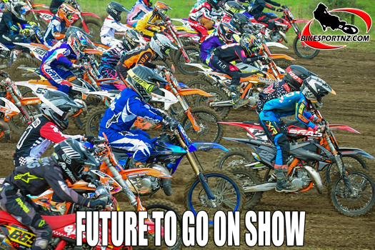 Expect fast and furious action such as this when the gates drop for the 2025 New Zealand Junior Motocross Championships near Pukekohe this coming weekend. Photo by Andy McGechan, BikesportNZ.com