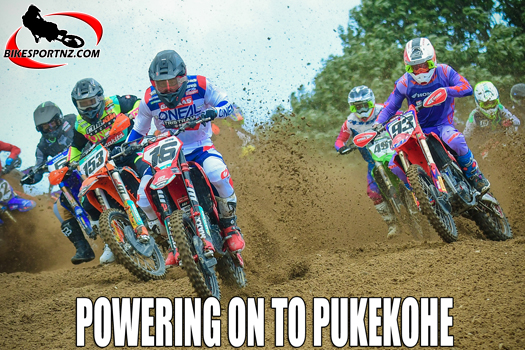 The premier MX1 class blasts out of the start gate at Rotorua, and more quick-off-the-mark reflexes will be required when racing erupts at round three in Pukekohe this weekend. Photo by Andy McGechan, BikesportNZ.com