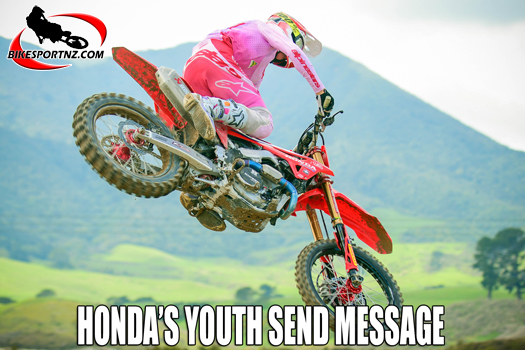 Levin’s Phoenix Van Dusschoten (Motul Honda Racing Team CRF250F), at stand-out rider at the annual MX Fest in Taupo over Labour Weekend. Photo by Andy McGechan, BikesportNZ.com